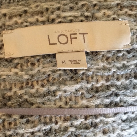 LOFT Gray White Open Draper Cardigan Sweater - Picture 7 of 8